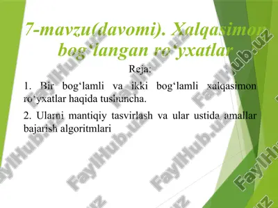 halqasimon ro‘yxatlar haqida mantiqiy tasvirlash — PPTX