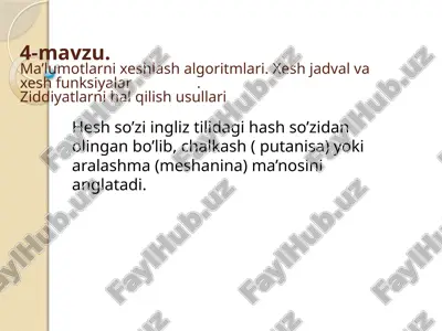 xeshlash algoritmlari — PPTX