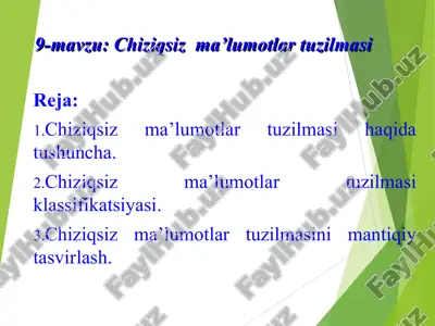 chiziqsiz ma’lumotlar tuzilmasi — PPT