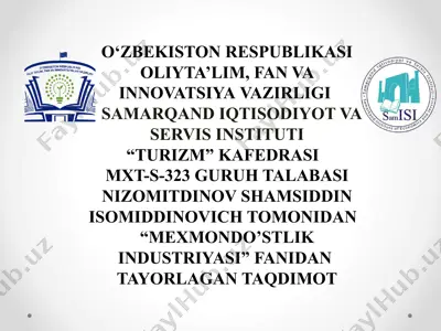 mehmondo‘stlik industriyasi haqida taqdimot — PPTX
