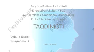 elektrmagnit induksiya hodisasining faradey-maksvel talqini — PPTX
