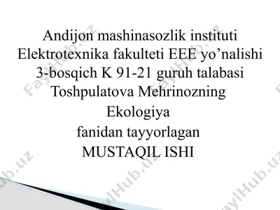 oqavasuvlar tozalash usullari — PPTX