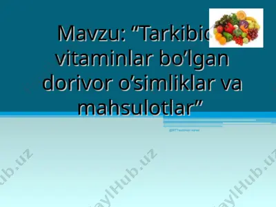 dorivor o’simliklar va mahsulotlar — PPT