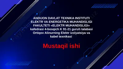 pe izolyatsiyali pv va pvs kabellarini o‘rnatishda xavfsizlik qoidalari — PPTX