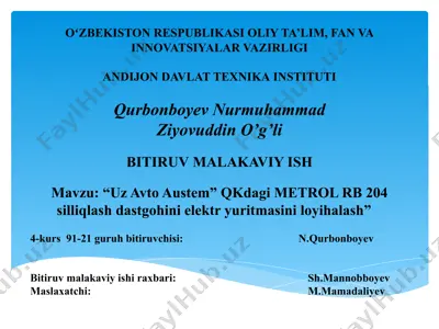elektr energiya yordamida dastgohlar harakatga keltiriladi — PPTX