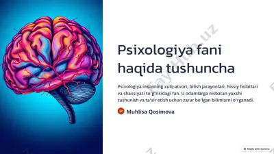 psixologiya fani haqida tushuncha — PPTX