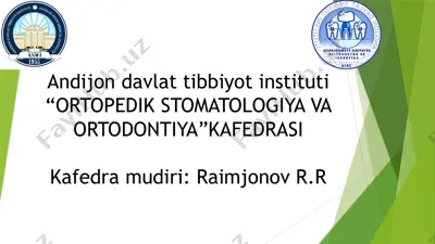 tish qatorlari qisman nuqsonlarining grozovskiy, amiraev va perzashkevich boʻyicha tasniflari — PPTX