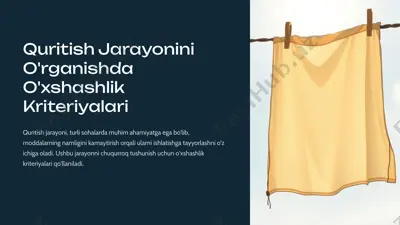 quritish jarayonini o'rganishda o'xshashlik kriteriyalari — PPTX