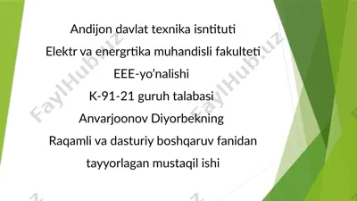 sensorlar va datchiklarning boshqaruv tizimlari — PPTX