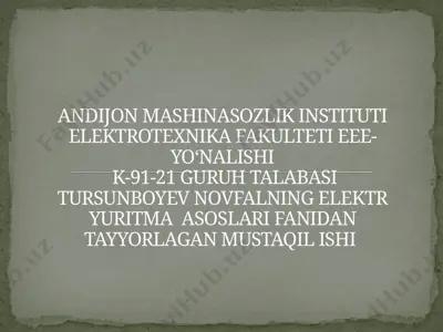 sinxron mashinani ishga tushirish va qilishning asosiy principlari — PPTX