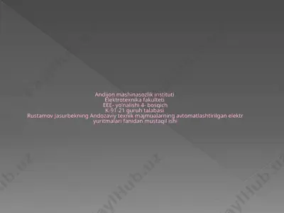 elektroyuritma texnikasi bo'yicha andozaviy texnik majmuasi — PPTX
