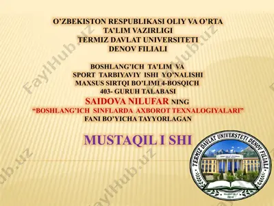 boshlang'ich sinflarda axborot texnologiyalari — PPTX