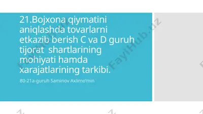 bojxona qiymatini aniqlash metodlari — PPTX