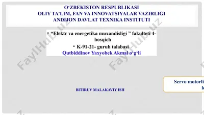 servo motorli elektr yuritmaning kuch qismini loyihalash — PPTX