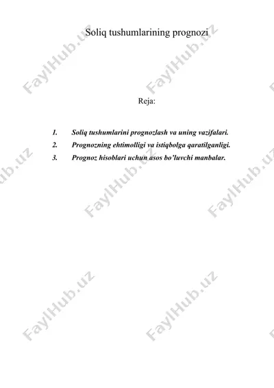 soliq tushumlarining prognozi — DOC
