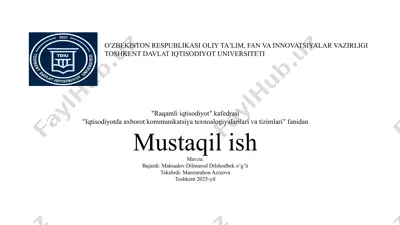 tadbirkorlik subyektlari uchun elektron xizmatlar — PPTX