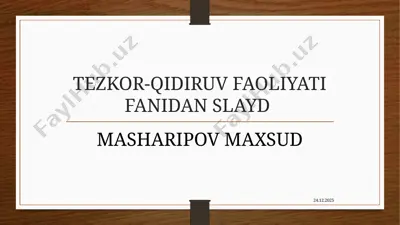 tezkor-qidiruv faoliyati fanidan slayd — PPTX