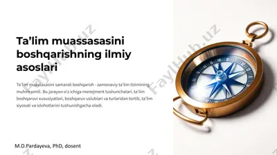 ta’lim muassasasini boshqarishning ilmiy asoslari — PPTX