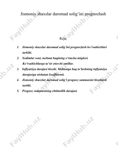 jismoniy shaxslar daromad solig’ini prognozlash — DOC