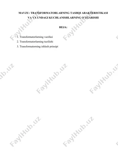 elektr transformatorlari — DOCX