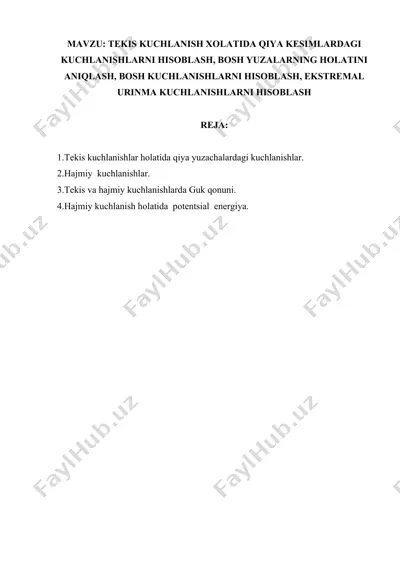 kuchlanishlar va kuchlanish holati — DOCX