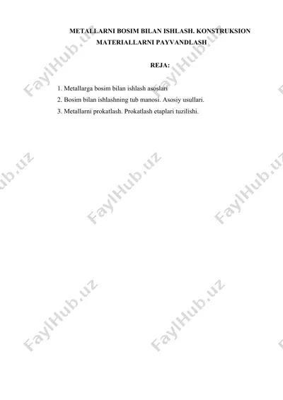 metallarni bosim bilan ishlash — DOCX