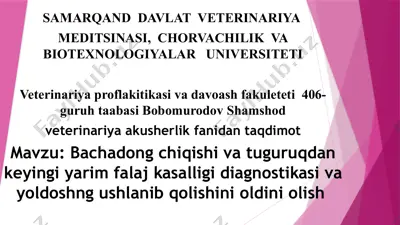 veterinariya akusherlik fanida taqdimot — PPTX