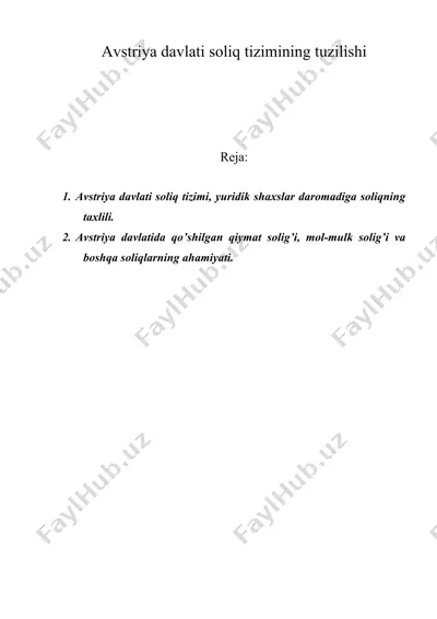 avstriya davlati soliq tizimining tuzilishi — DOC