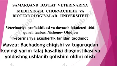 veterinariya akusherlik fanida taqdimot — PPTX