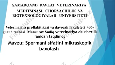 sperma sifatini mikroskopik baholash — PPTX
