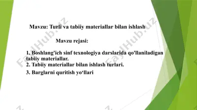 tabiiy materiallar bilan ishlash — PPTX