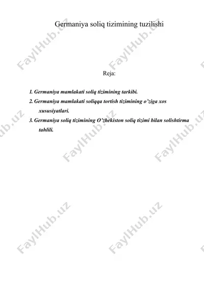 germaniya soliq tizimining tuzilishi — DOC