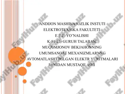 elektr texnikasi fanidan mustaqilishi — PPTX