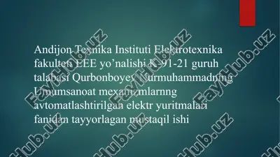 elektrotexnika talabalari uchun elektryuritmalar fanidan ta'lim kitobi — PPTX