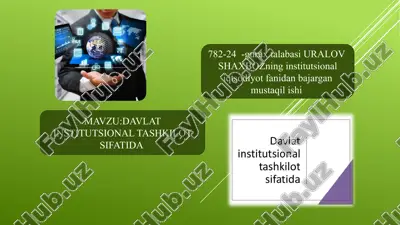 uralovshaxbozning institutsional iqtisodiyot fanidan bajarilgan mustaqilishi — PPTX