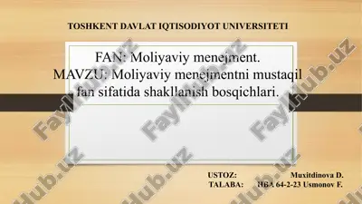 moliyaviy menedjment — PPTX