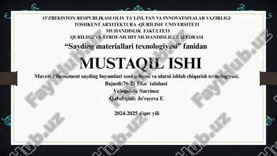 fibrosement sayding buyumlarining ishlab chiqarish texnologiyasi — PPTX