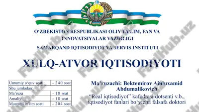 xulq-atvor iqtisodiyoti — PPTX