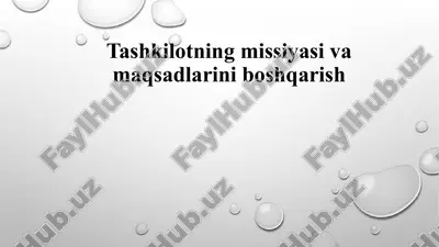 tashkilotning missiyasi va maqsadlarini boshqarish — PPTX