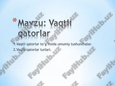 vaqtli qatorlar — PPT