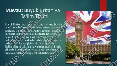 buyuk britaniya ta'lim tizimi — PPTX
