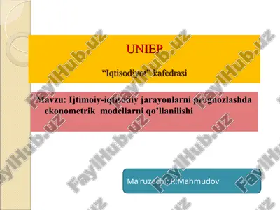 iqtisodiyotning prognozlash usullari — PPT