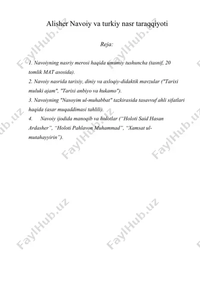 alisher navoiy va turkiy nasr taraqqiyoti — DOCX