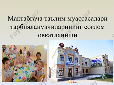 maktabgacha ta'lim muassasalari tarbiyalanuvchilarining sog'lom ovqatlaniishi — PPT
