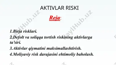 aktivlar riski — PPTX