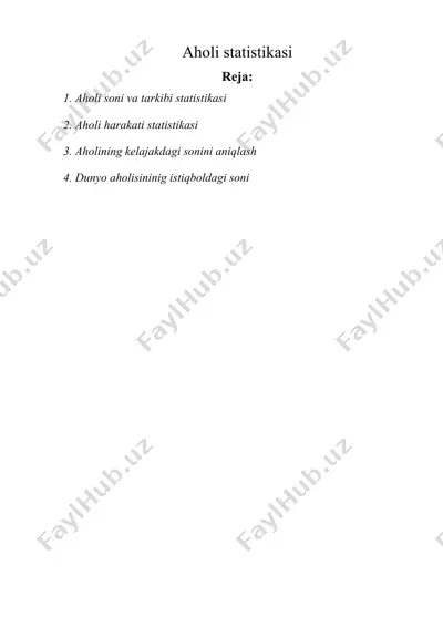 aholi statistikasi — DOCX
