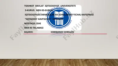 iqtisodiy xavfsizlik strategiyasi — PPTX
