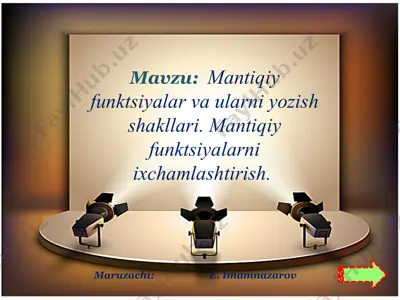 mantiqiy funktsiyalar vaularni yozish shakllari. mantiqiy funktsiyalarni ixchamlashtirish — PPTX