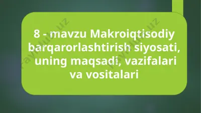 makroiqtisodiy barqarorlash siyosati — PPTX
