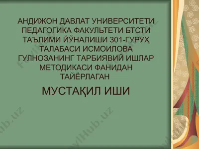 tarbiyaviy ishlar tashkil etish metodikasi — PPT